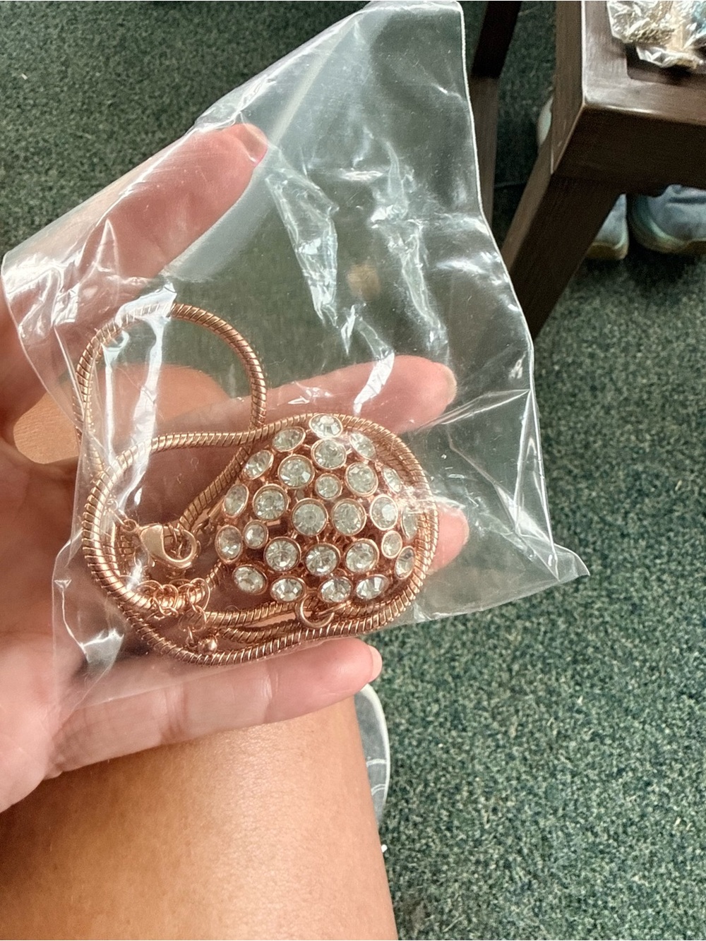 Rose Gold Crystal Pendant Necklace